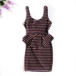 Love Fire Striped Peplum Dress - Medium
